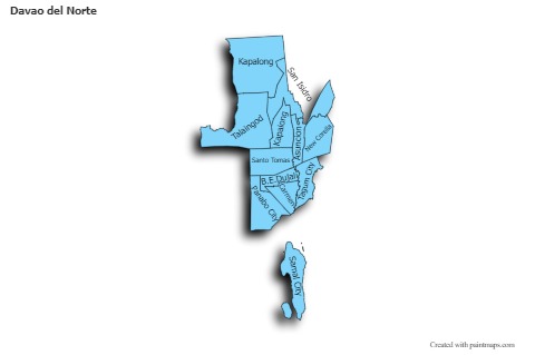 Contoh Peta untuk Davao del Norte (biru,bayangan)