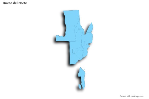 Contoh Peta untuk Davao del Norte (biru,garis luar,bayangan)