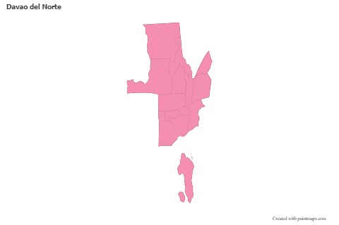 Contoh Peta untuk Davao del Norte (merah jambu,garis besar)