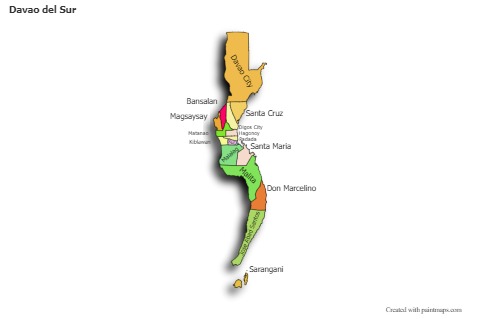 Contoh Peta untuk Davao del Sur (berwarna,bayangan)
