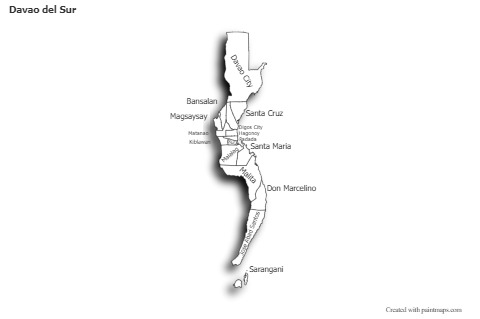 Contoh Peta untuk Davao del Sur (hitam-putih,bayangan)