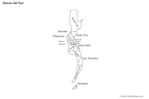 Contoh Peta untuk Davao del Sur (hitam-putih)