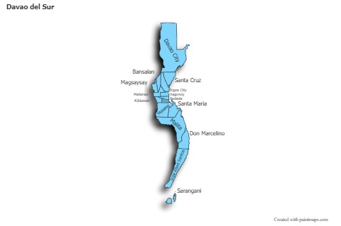 Contoh Peta untuk Davao del Sur (biru,bayangan)