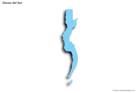 Contoh Peta untuk Davao del Sur (biru,garis luar,bayangan)