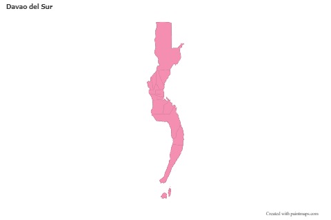 Contoh Peta untuk Davao del Sur (merah jambu,garis besar)