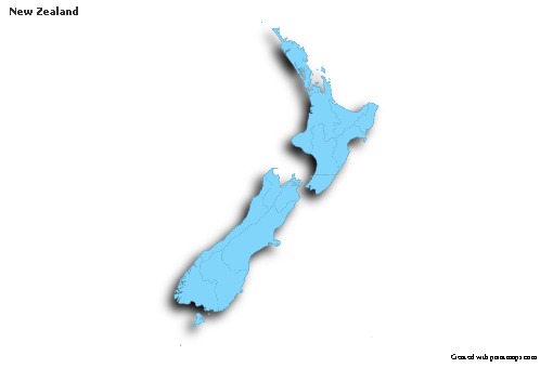 Contoh Peta untuk Selandia Baru (biru,garis luar,bayangan)
