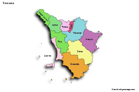 Sample Maps for Toscana (colored,shadowy)