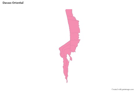 Contoh Peta untuk Davao Oriental (merah jambu,garis besar)