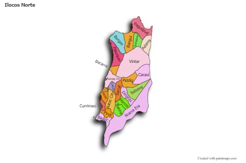 Ilocos Norte için Örnek Haritalar (renkli,gölgeli)