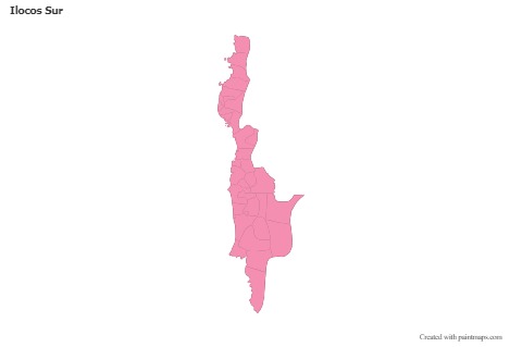 Contoh Peta untuk Ilocos Sur (merah jambu,garis besar)