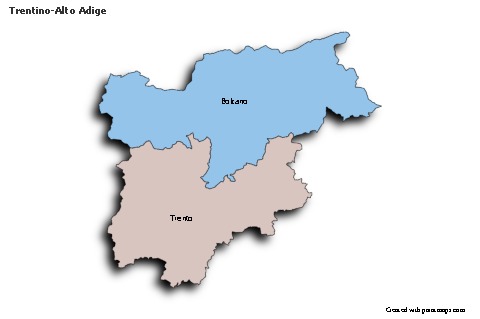 Trentino-Alto Adige için Örnek Haritalar (renkli,gölgeli)