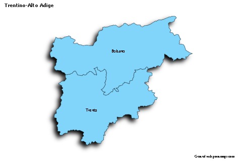 Trentino-Alto Adige için Örnek Haritalar (mavi,gölgeli)