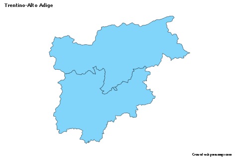 Trentino-Alto Adige için Örnek Haritalar (mavi,anahat,gölgeli)