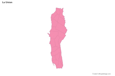 Contoh Peta untuk La Union (merah jambu,garis besar)