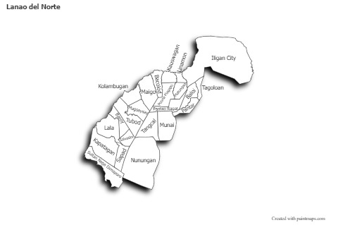 Sample Maps for Lanao del Norte (black-white,shadowy)