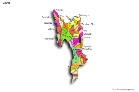Contoh Peta untuk Leyte (berwarna,bayangan)