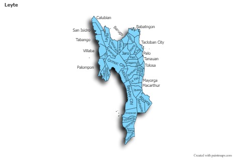 Contoh Peta untuk Leyte (biru,bayangan)