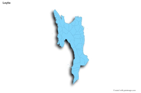 Contoh Peta untuk Leyte (biru,garis luar,bayangan)