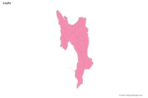 Contoh Peta untuk Leyte (merah jambu,garis besar)