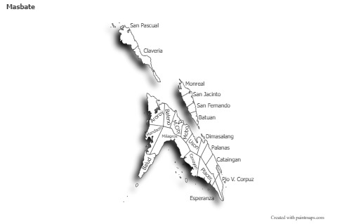 Contoh Peta untuk Masbate (hitam-putih)