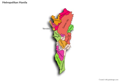 Contoh Peta untuk Metropolitan Manila (berwarna,bayangan)