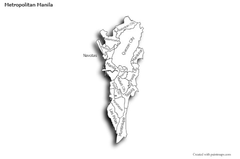 Contoh Peta untuk Metropolitan Manila (hitam-putih,bayangan)