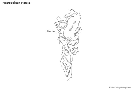 Contoh Peta untuk Metropolitan Manila (hitam-putih)