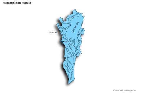 Contoh Peta untuk Metropolitan Manila (biru,bayangan)