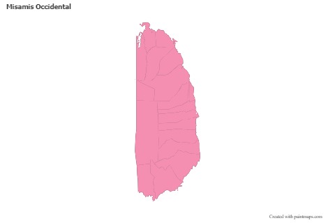 Contoh Peta untuk Misamis Occidental (merah jambu,garis besar)