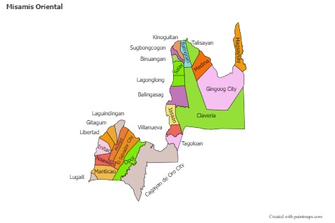 Exemplos de mapas para Misamis Oriental (colorido)