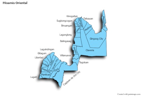 Exemplos de mapas para Misamis Oriental (azul,sombra)