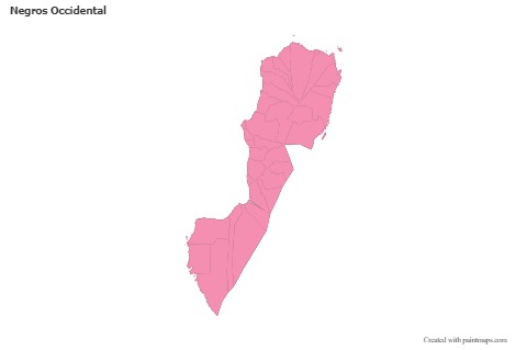 Contoh Peta untuk Negros Occidental (merah jambu,garis besar)