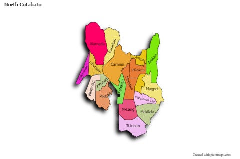 Contoh Peta untuk North Cotabato (berwarna,bayangan)