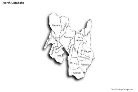 Contoh Peta untuk North Cotabato (hitam-putih,bayangan)