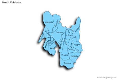 Contoh Peta untuk North Cotabato (biru,bayangan)