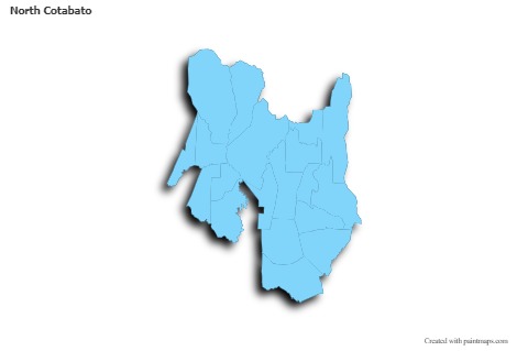 Contoh Peta untuk North Cotabato (biru,garis luar,bayangan)