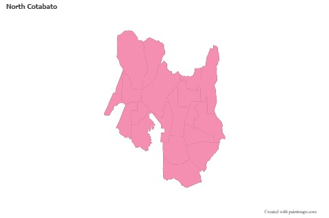 Contoh Peta untuk North Cotabato (merah jambu,garis besar)