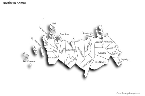 Contoh Peta untuk Northern Samar (hitam-putih,bayangan)