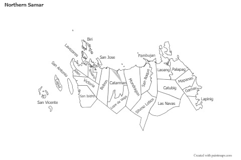 Contoh Peta untuk Northern Samar (biru,bayangan)