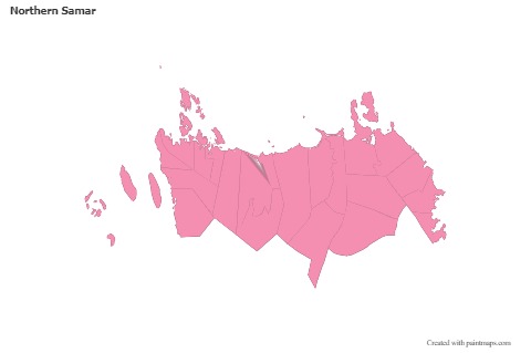 Contoh Peta untuk Northern Samar (merah jambu,garis besar)
