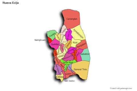 Contoh Peta untuk Nueva Ecija (berwarna,bayangan)