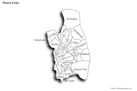 Contoh Peta untuk Nueva Ecija (hitam-putih,bayangan)