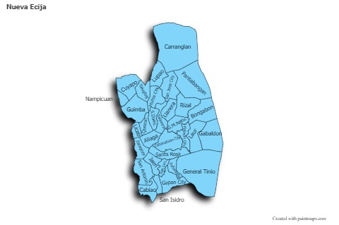 Contoh Peta untuk Nueva Ecija (biru,bayangan)