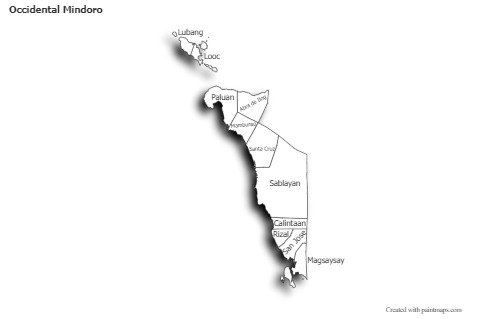 Sample Maps for Occidental Mindoro (black-white,shadowy)