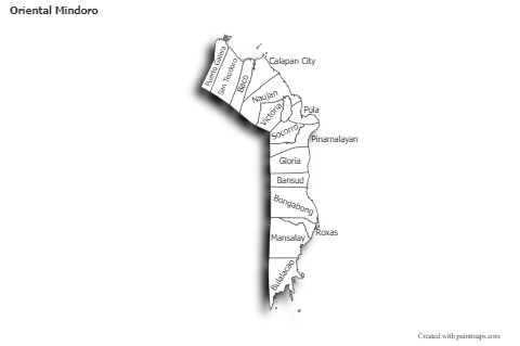 Contoh Peta untuk Oriental Mindoro (hitam-putih,bayangan)