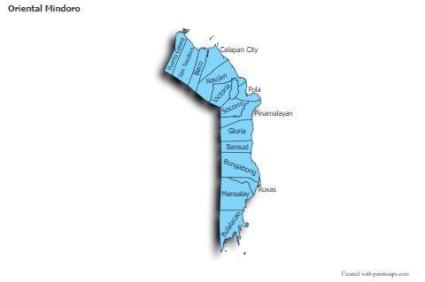 Contoh Peta untuk Oriental Mindoro (biru,bayangan)