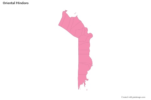 Contoh Peta untuk Oriental Mindoro (merah jambu,garis besar)