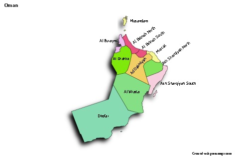 Contoh Peta untuk Oman (berwarna,bayangan)