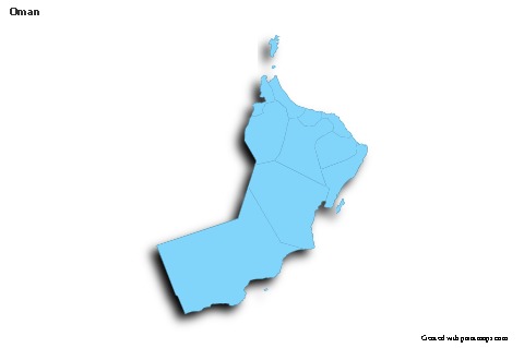 Contoh Peta untuk Oman (biru,garis luar,bayangan)