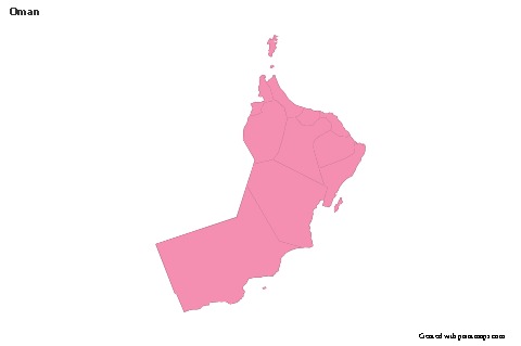 Contoh Peta untuk Oman (merah jambu,garis besar)